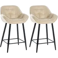 CLP Barkruk Gibson (set van 2 stuks) - bekleding: stof, metalen poten, kleur: zwart - Crème