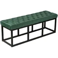 CLP Bank Polson - Gestikte Zitbank - Metalen Frame Mat Zwart - 200 kg Belastbaar - Modern Design - groen