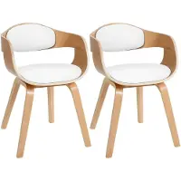 CLP Set van 2 stoelen Kingston, kunstleer met houten frame, naturel/wit