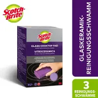 Scotch-Brite reinigingsspons voor keramische kookplaat - vrij van chemicaliën - krasbestendig en vaatwasmachinebestendig - L 80 x B 80 mm - schuim - paars - 3 stuks