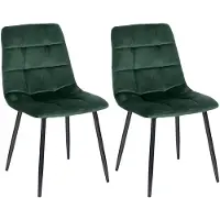 CLP Tilde Set van 2 eetkamerstoelen - Zonder armleuning - Industrieel - Fluweel/groen