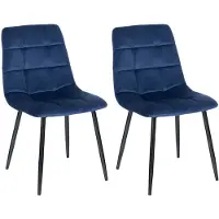 CLP Tilde Set van 2 eetkamerstoelen - Zonder armleuning - Industrieel - Fluweel/blauw