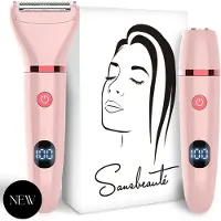 Sansbeauté 2-in-1 Ladyshave met Display - Gezicht - Oksels - Benen - Bikinilijn - - Scheerapparaat Vrouw - Gezichtsontharing Dames - Trimmer Vrouw - Ladyshaves Bikini - USB Oplaadbaar