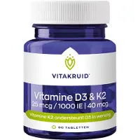 Vitakruid Vitamine D3 25mcg & K2 40mcg (90 tabletten)