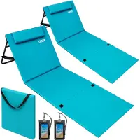 Detex Strandmat set van 2 turquoise 158x56x46cm gewatteerd