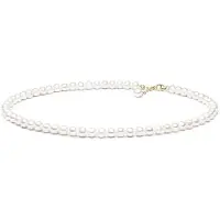 Gaura - Klassiek parelcollier – Lengte 45 cm – Witte ronde gekweekte zoetwaterparels 7–8 mm – Verstelbare 925 zilveren ketting met 14K roségoud plating