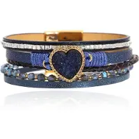 Deja Jewels Deja Armband goudkleurig met hartvormige natuursteen in blauw