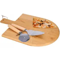 Excellent houseware Pizzaplank met Pizzames en Schep - Bamboe, 43x30 cm