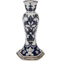 Clayre & Eef Kandelaar Ø 11x21 cm Wit Blauw Porselein