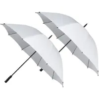 Falcone Bruiloft paraplu bruid/bruidegom - 4x - wit - kunststof handvat - dia 130 cm