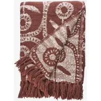 Madam Stoltz - Gerecycled Katoenen Plaid Dubbelzijdig - Roest Bruin/Roomwit
