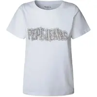 Pepe Jeans Dames Beri (S), Wit, Casual, Katoen, Korte mouwen PL5000052