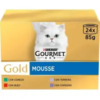 Purina Goud Gourmet Mousse Rundvlees Kattensnack Box 85g 24 Eenheden