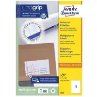 Avery-Zweckform 3478 Universele etiketten 210 x 297 mm Papier Wit 100 stuk(s) Permanent hechtend Inkjet, Laser (zwart/wit), Laser (kleur), Kopiëren