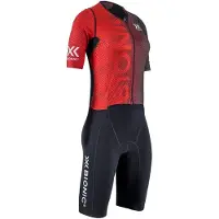 X-Bionic Dragonfly 5.0 Short-Sleeved Trisuit Women, zwart/rood 2022 XS Triathlon kleding & Trisuits