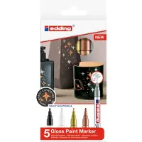 Edding Glanzlackmarker 4-751-5-999 Lakmarker Zwart, Wit, Goud, Zilver, Koper 2 mm, 4 mm