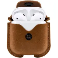 TwelveSouth AirSnap Leren Etui voor AirPods Cognac (Koptelefoon tas), Hoofdtelefoon Tassen + Beschermende Covers, Bruin