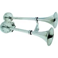 Goldenship Double Electric Trumpet Horn 12v Zilver 40-47 cm