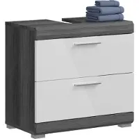 Ebuy24 Scout wastafel 2 lades wit hoogglans, grijs.