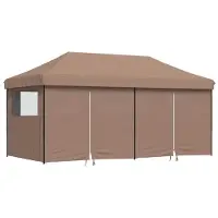 vidaXL Partytent inklapbaar pop-up met 4 zijwanden bruin