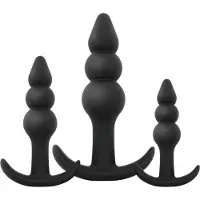 EasyToys Online Only - anaal plug set - 3-delig - zwart - met kralen