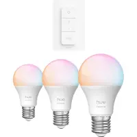 Philips Hue Essential Slimme E27-fitting Lamp 3-pack + Dimmer Switch - Draadloze Schakelaar