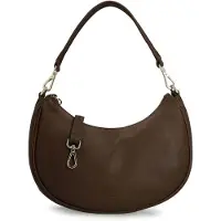Manfield Donkerbruine leren handtas | Maat Onesize