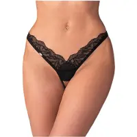 Obsessive - string dames slip - transparant kant - zwart - L/XL