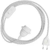 Creative Cables Snakebis Twisted E14 Lampenkap-kabelset Met Lamphouder. Gevlochten Stoffen Kabel En Stekker Met Twee Pinnen 1.8 M