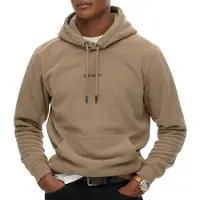 Superdry Hoodie Beige fleece groen logo met capuchon