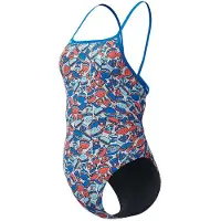 Speedo Fl Printed Web Back Swimsuit Blauw UK 26 Vrouw