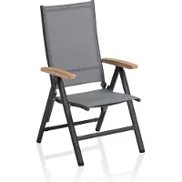 Kettler Cirrus multifunctionele stoel van aluminium/outdoorstof met teakhouten armleuningen