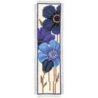 Vervaco - Bladwijzer kit - Blauwe anemonen - PN-0144264 - Borduren - Borduurpakket - Borduurpakket volwassenen - Borduurpakket kind