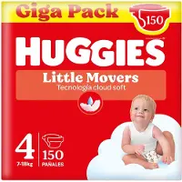 Huggies Little Movers baby luiers, Maat 4 (7 tot 18 kg), 150 luiers met Disney designs, Giga pack