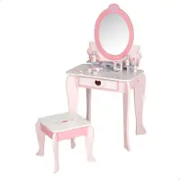 Woomax Wooden With Stool & Accessories Dressing Table Roze Kinderen