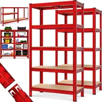 Monzana Stellingkast Set van 2 – 180x90x40cm Belastbaar tot 1750kg - Rood