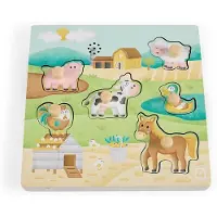 Eurekakids Friends Wooden Musical Nesting Puzzle-farm Geel Kinderen