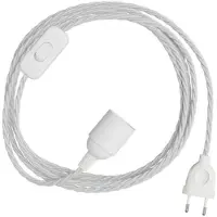 Creative Cables Snakebis Twisted E14 Kabelset Met Lamphouder. Stof Omwikkeld Snoer En Stekker Met 2 Pinnen 3 M