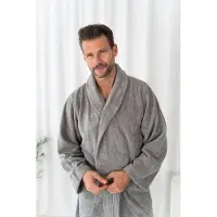 Casilin - Badjas Teddy voor Dames en Heren - Maat XL - Voor Volwassen - Met riem - Badstof, Fleece, Katoen - Absorberend - Wasmachinebestendig - Grijs