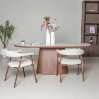 Giga Meubel Eettafel Alba Walnoot Marmer 200cm Ovaal