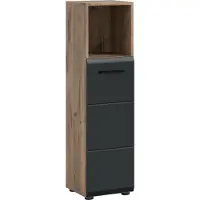 Ebuy24 Ice badkamerkast 1 deur, 1 plank zwart mat, eiken decor.