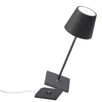 Zafferano Poldina mini accu-tafellamp IP65 grijs mini, dimbaar, alu / grijs / zink, Woon-/ Eetkamer, Aluminium, Modern