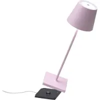Zafferano Poldina Pro Tafellamp - Oplaadbare Buitenlamp Roze - IP65 Spatwaterdicht - Bureaulamp Snoerloos - Dimbare LED Lamp - Tuinlamp met Draadloos Oplaadstation - 38 cm x Ø 11cm
