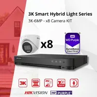 Hikvision , 8 x 5 MP buitencamera's, 4 K, 8 kanalen, 2 TB, H.265+, 2,8 mm, nachtzicht, DS-7208HUHI-K1 DS-2CE56H1T-ITM