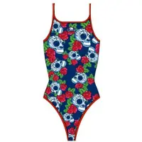 Turbo Roses&skulls Swimsuit Blauw XL Vrouw