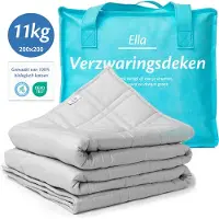 EL Life Verzwaringsdeken 11kg 200 x 200cm - Zwaartedeken - Weighted Blanket - Verzwaarde Deken - OEKO-TEX Katoen - Lichtgrijs