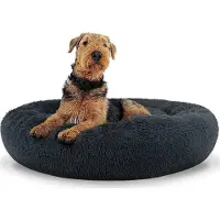 Leobert Hondenmand of Kattenmand Pluche Kussen Bed Maat L 80cm - Donkergrijs - Geschikt Voor Een Grote Hond of Kat Tot 25 kg