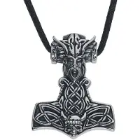 EtNox hard and heavy Halsketting - Thor's Hammer - zilverkleurig - Maat Standard