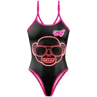 Otso Emoji Monkey Neon Swimsuit Zwart L Vrouw
