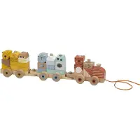 Eurekakids Trailable Wooden Train With Wild Building Blocks Goud Kinderen
